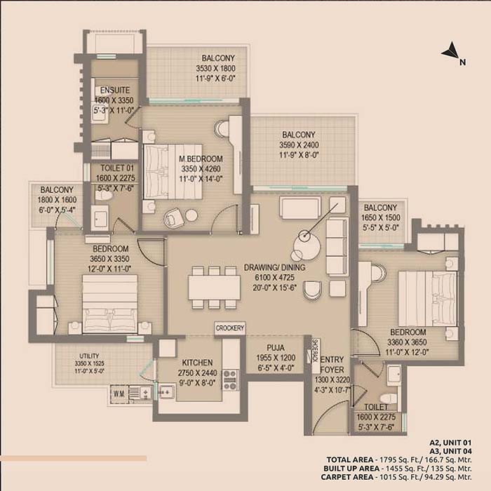 Arihant One Floor Plan 1795 sqft